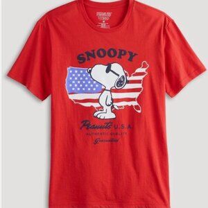 PEANUTS SNOOPY Joe Cool USA Map Flag red T-Shirt Size XL 4th Of July Size Small